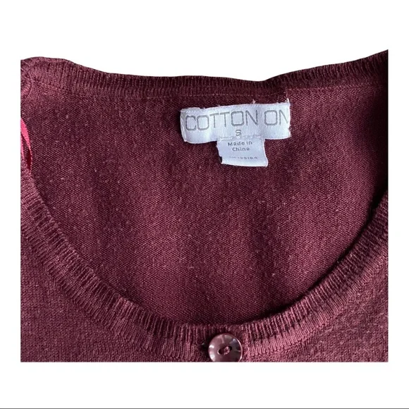 Small Burgundy Wine Cotton On Cardigan - Picture 4 of 4